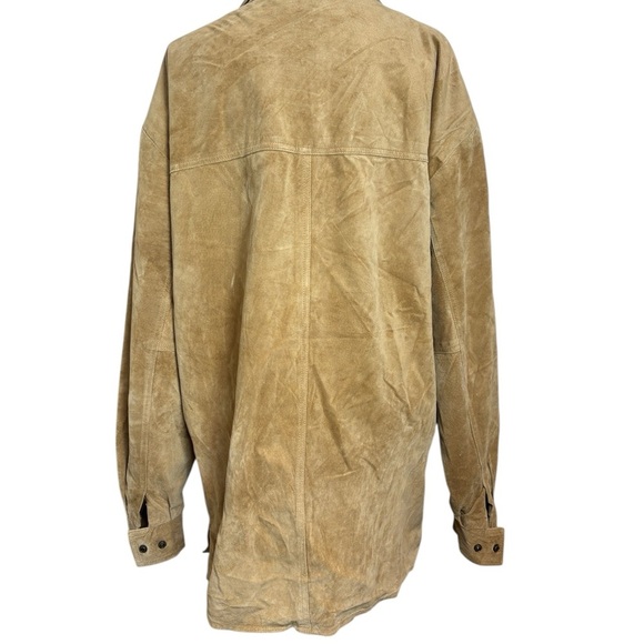 Vintage Light Brown Suede Perfectly Broken In Button Up Fits Oversized - Picture 6 of 10